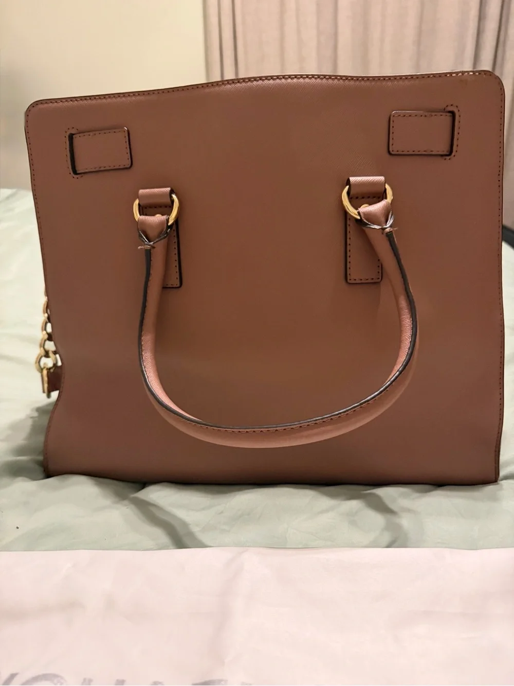 Michael Kors Chestnut Brown Large Saffiano Leather Tote with Gold Hardware